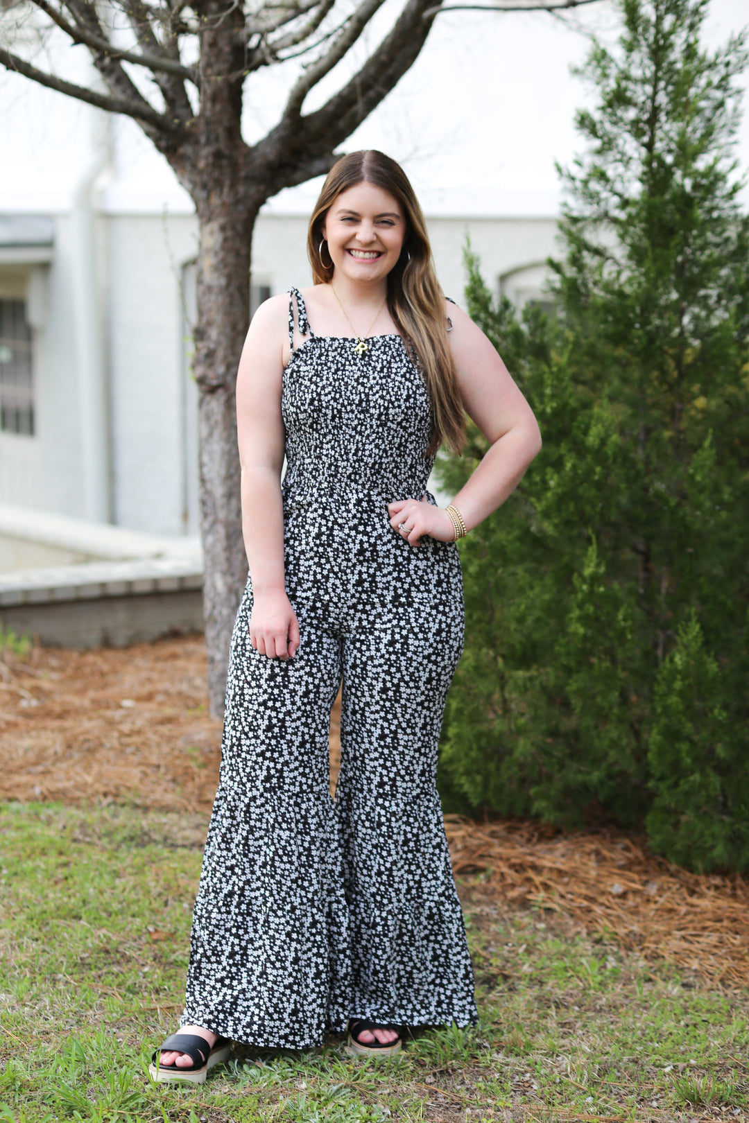 Daisy Dot Bellbottom Jumpsuit