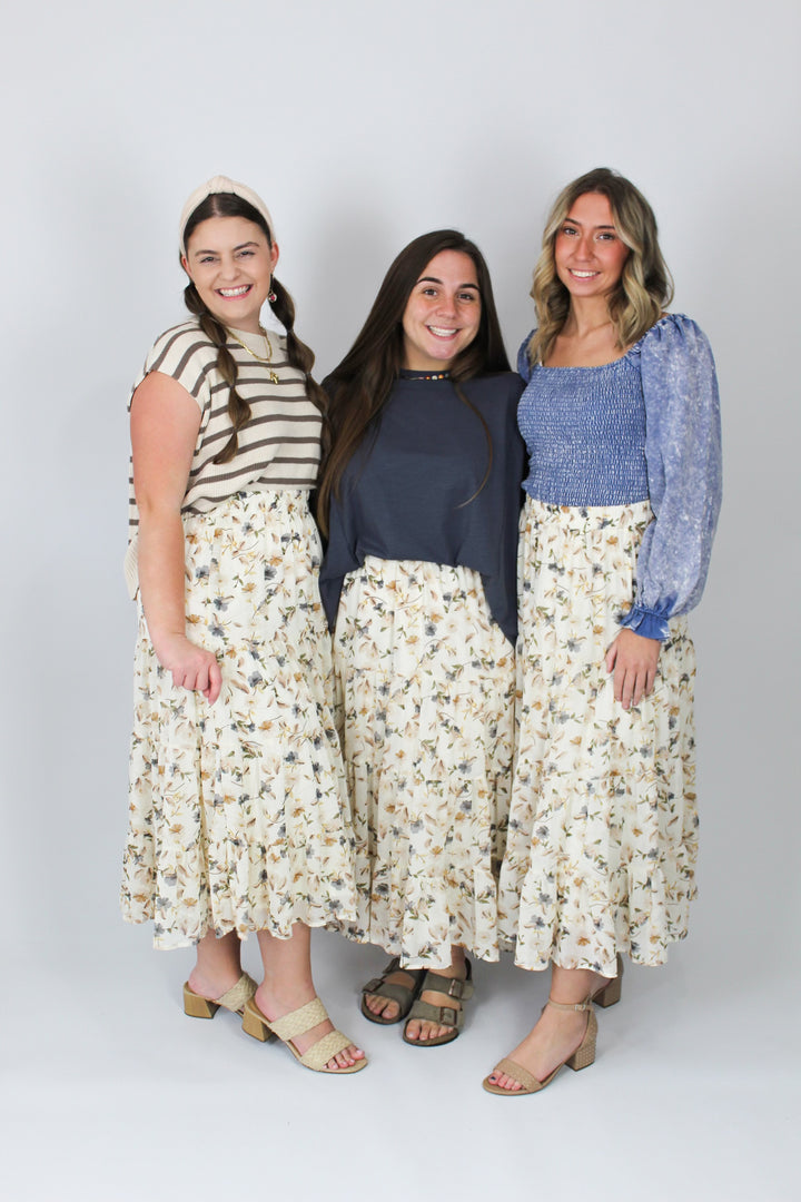 These Days Tiered Floral Skirt