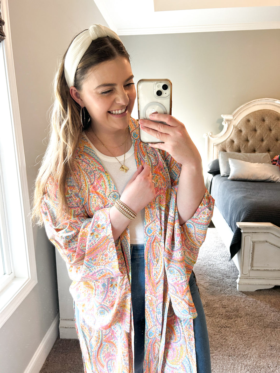 Paisley Bell Sleeve Kimono