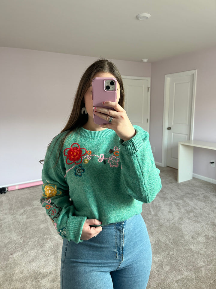 Wild & Free Embroidered Sweater