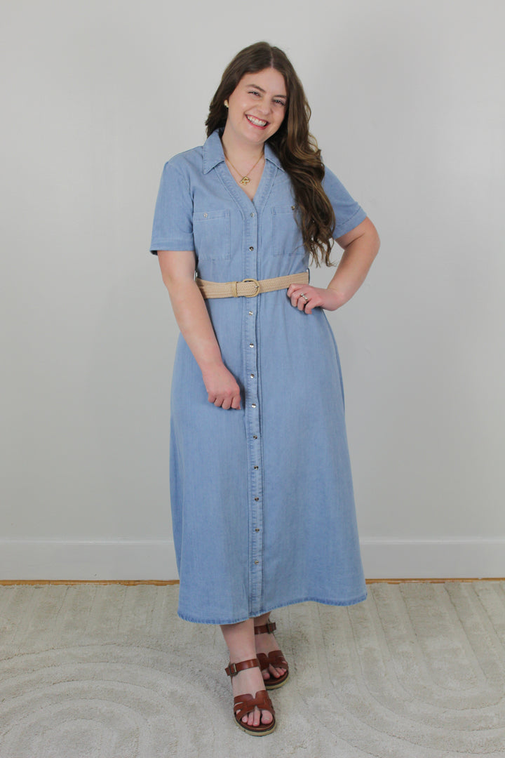 Soft Wash Denim Midi Dress