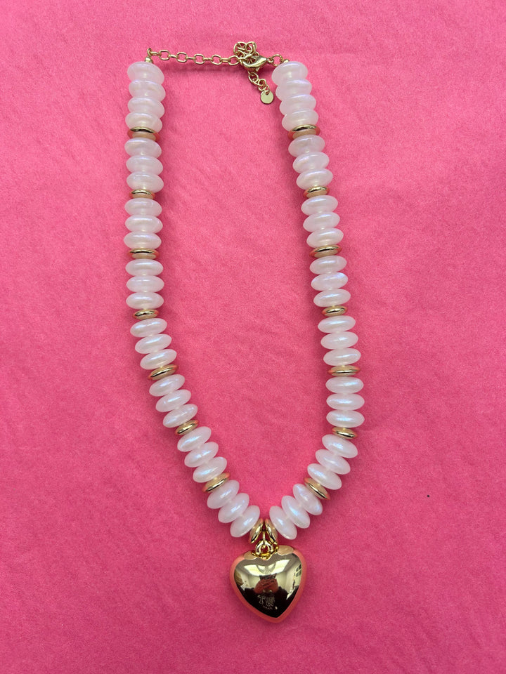 Beaded Puffy Heart Necklace