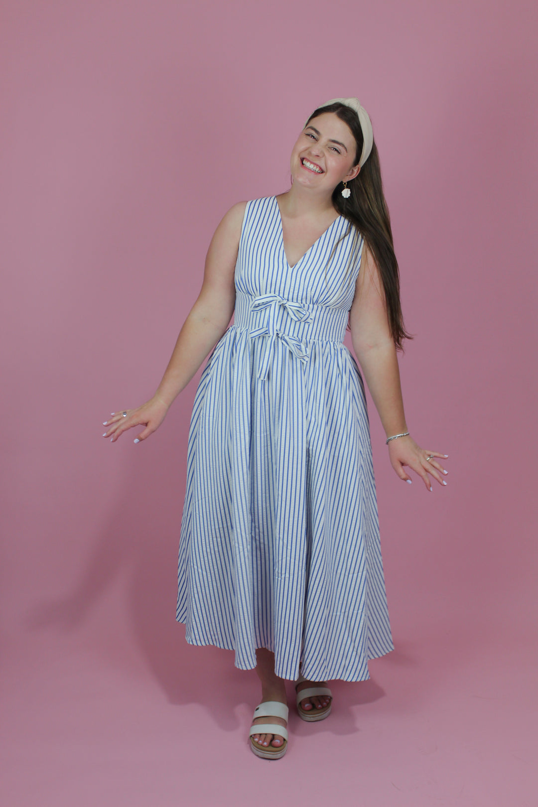 Seaport Striped Midi Dress
