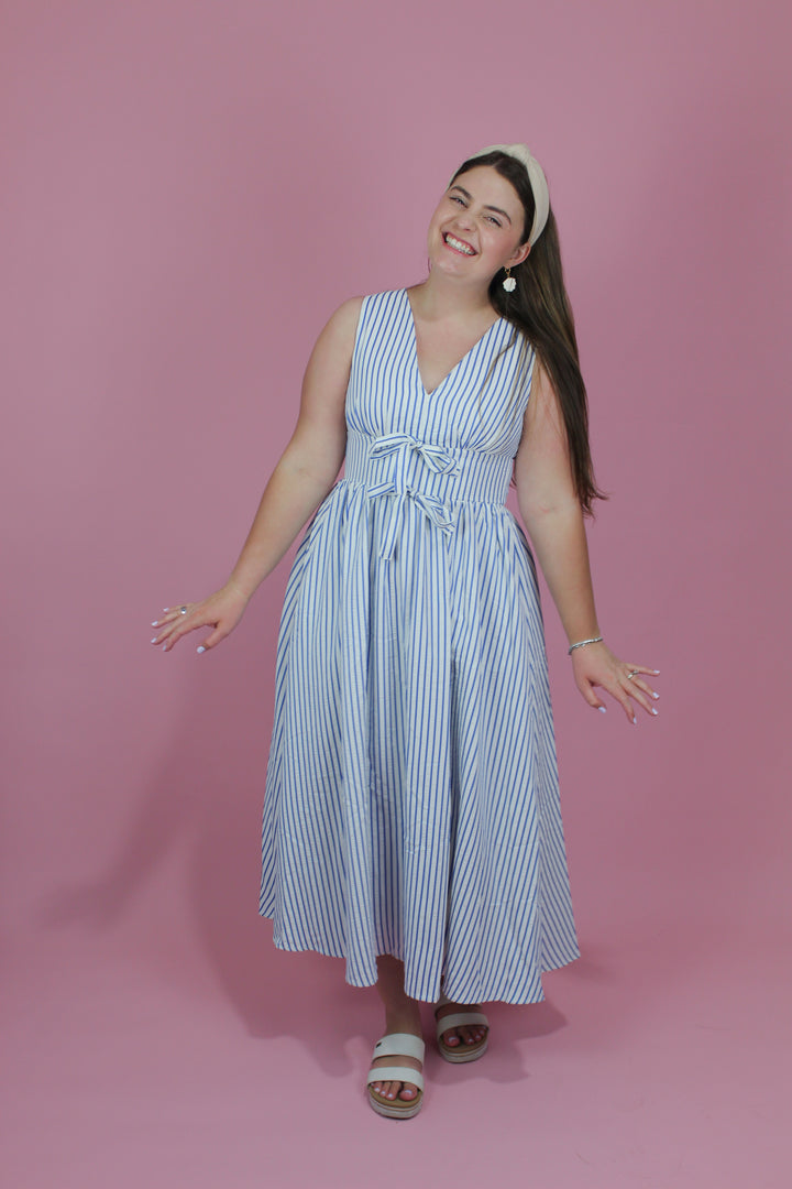 Seaport Striped Midi Dress