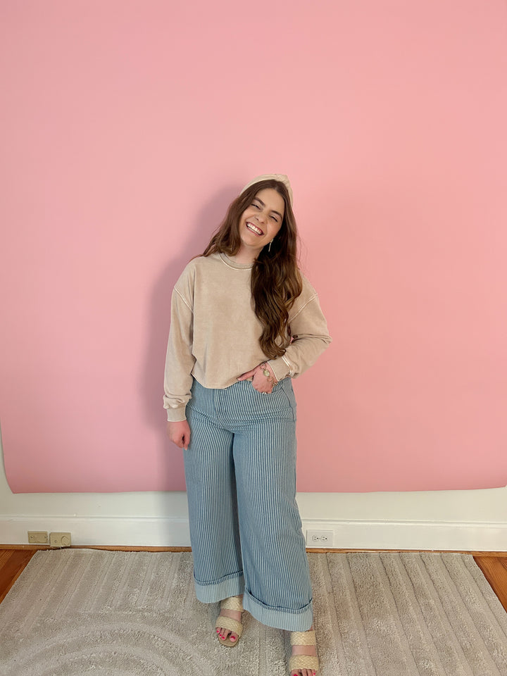 Pinstripe Cotton Jeans