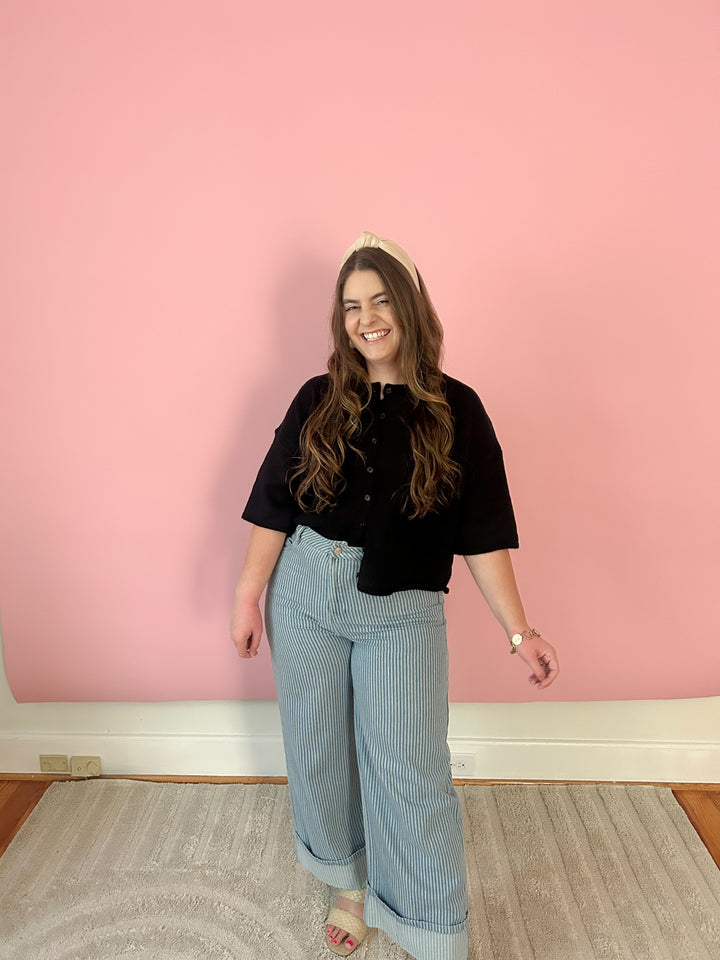 Pinstripe Cotton Jeans
