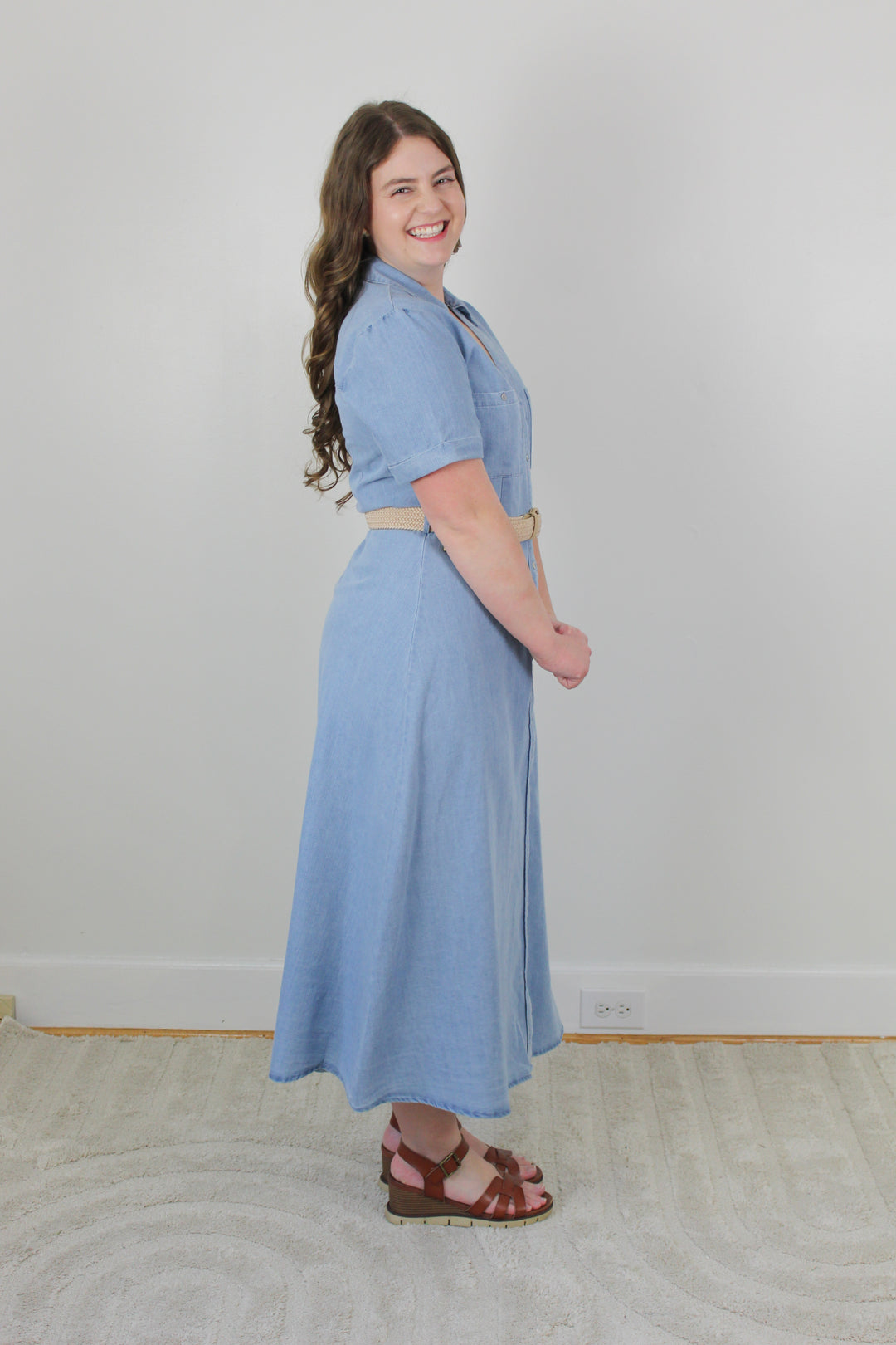 Soft Wash Denim Midi Dress