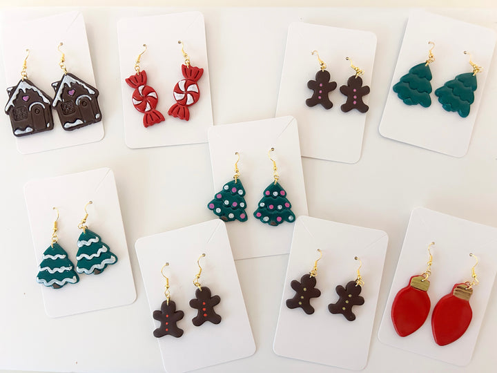 Handmade Clay Christmas Earrings