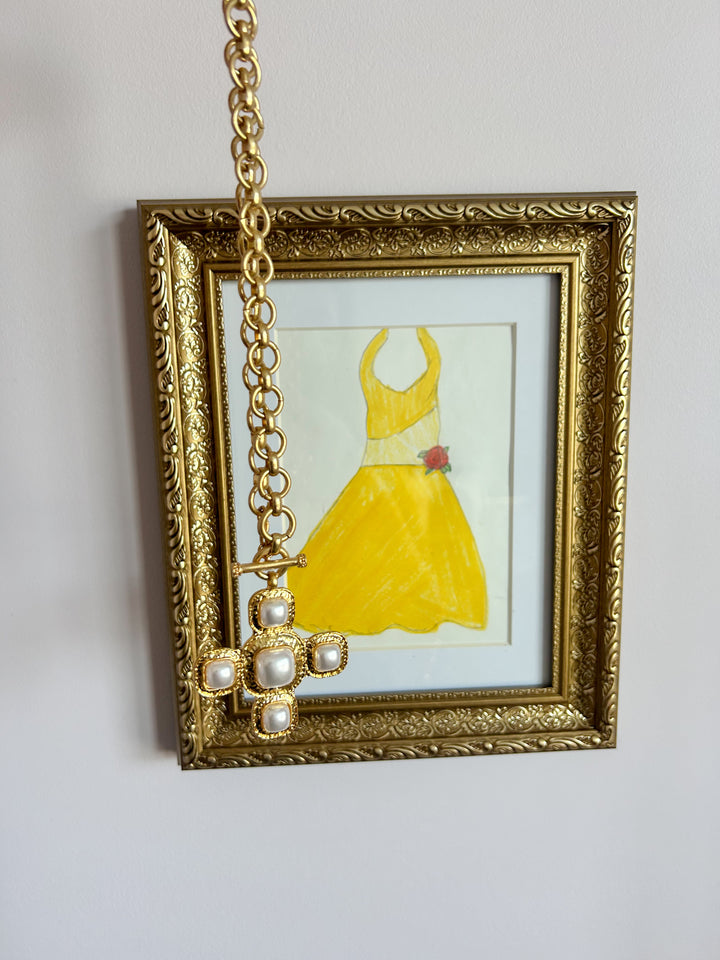 Bold Pearl Cross Necklace