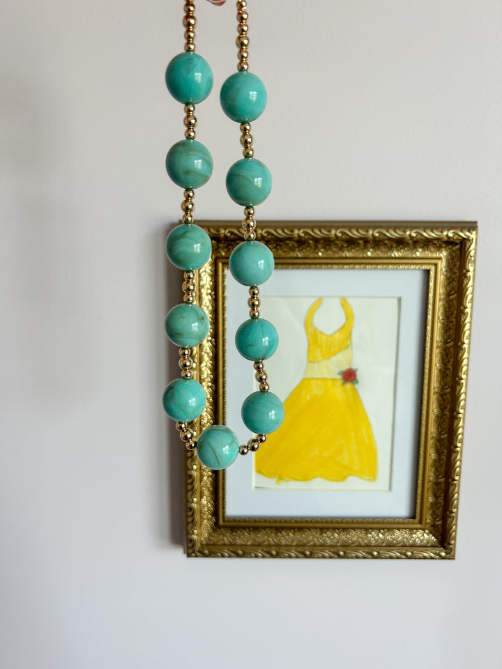Turquoise Marble Ball Necklace