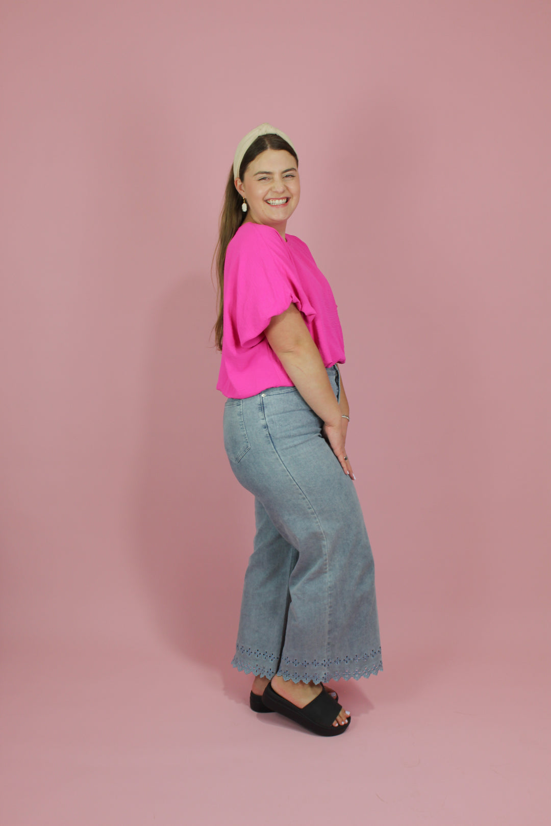 Pinky Pop Bubble Hem Top