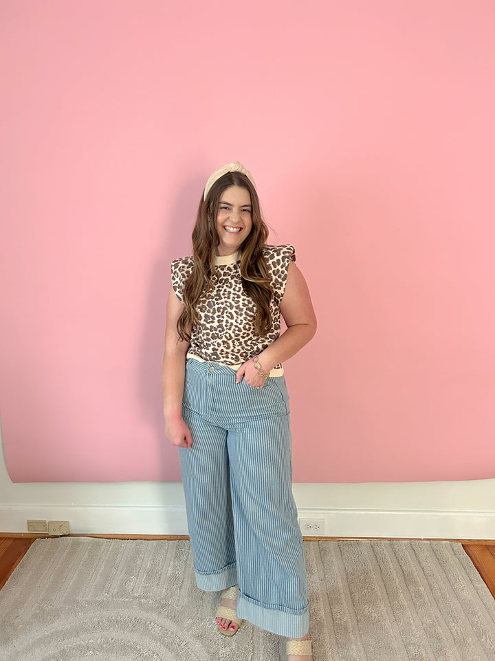 Pinstripe Cotton Jeans