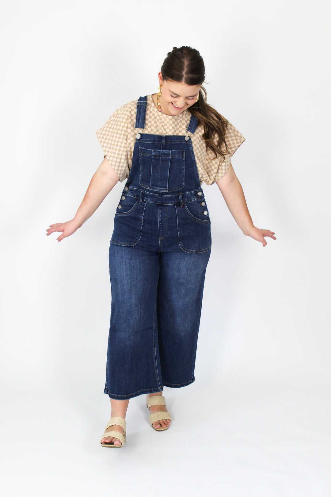 Stretchy Crop Flare Denim Overalls