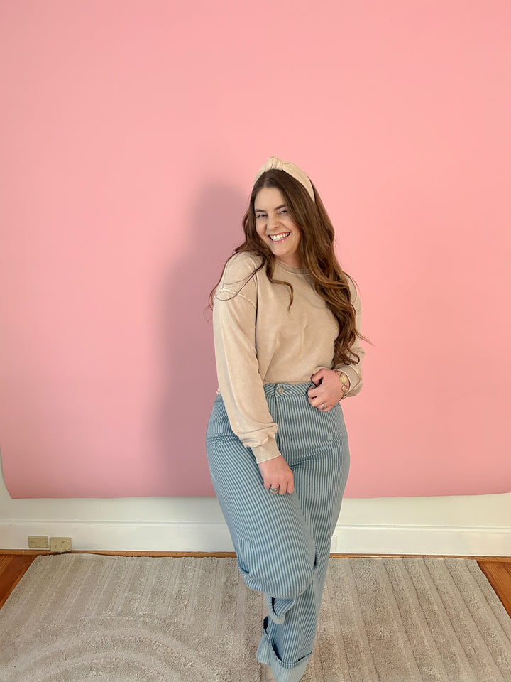 Pinstripe Cotton Jeans