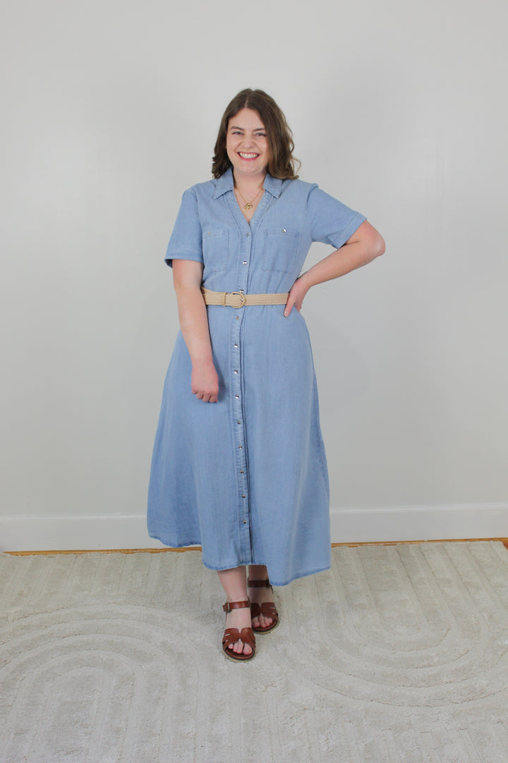 Soft Wash Denim Midi Dress