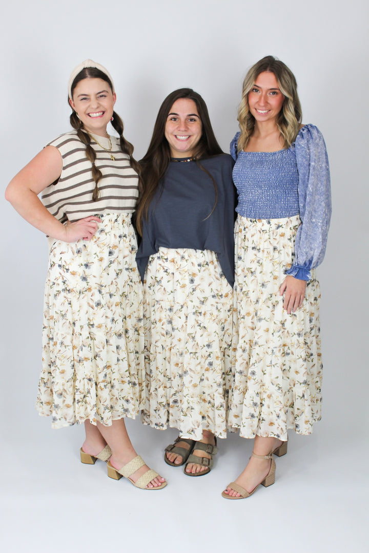 These Days Tiered Floral Skirt