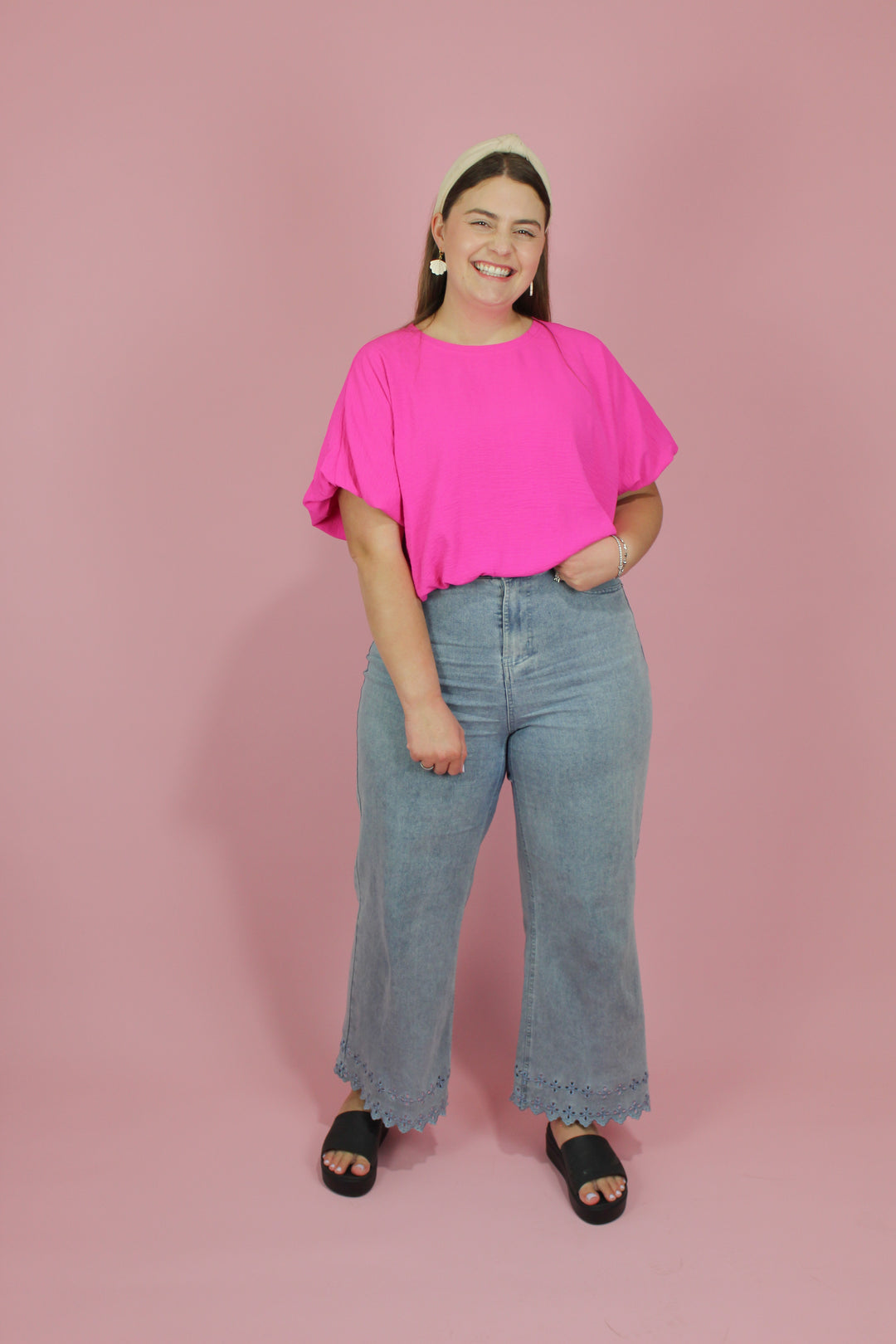 Pinky Pop Bubble Hem Top