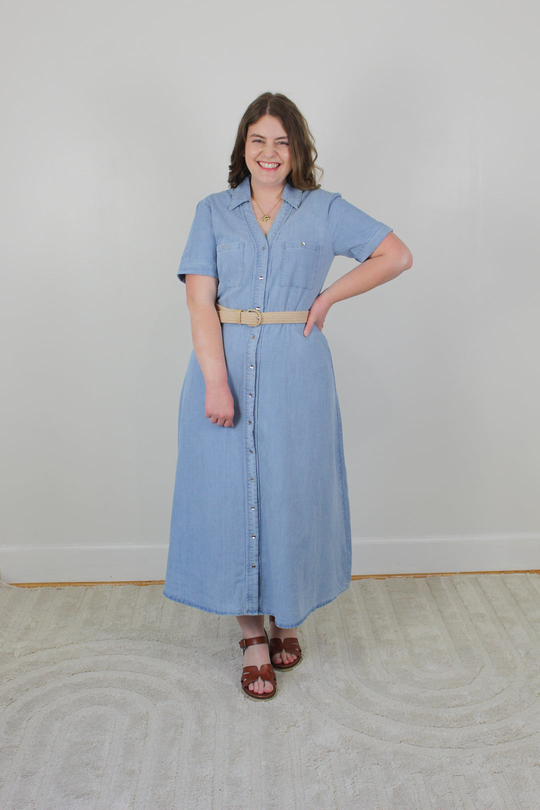 Soft Wash Denim Midi Dress