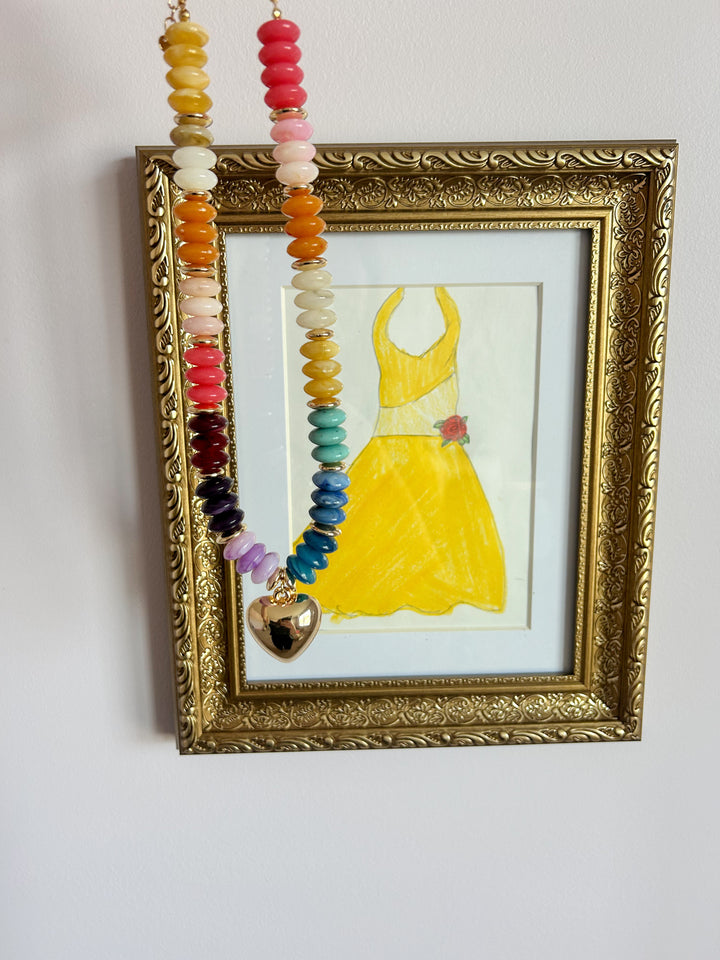 Beaded Puffy Heart Necklace
