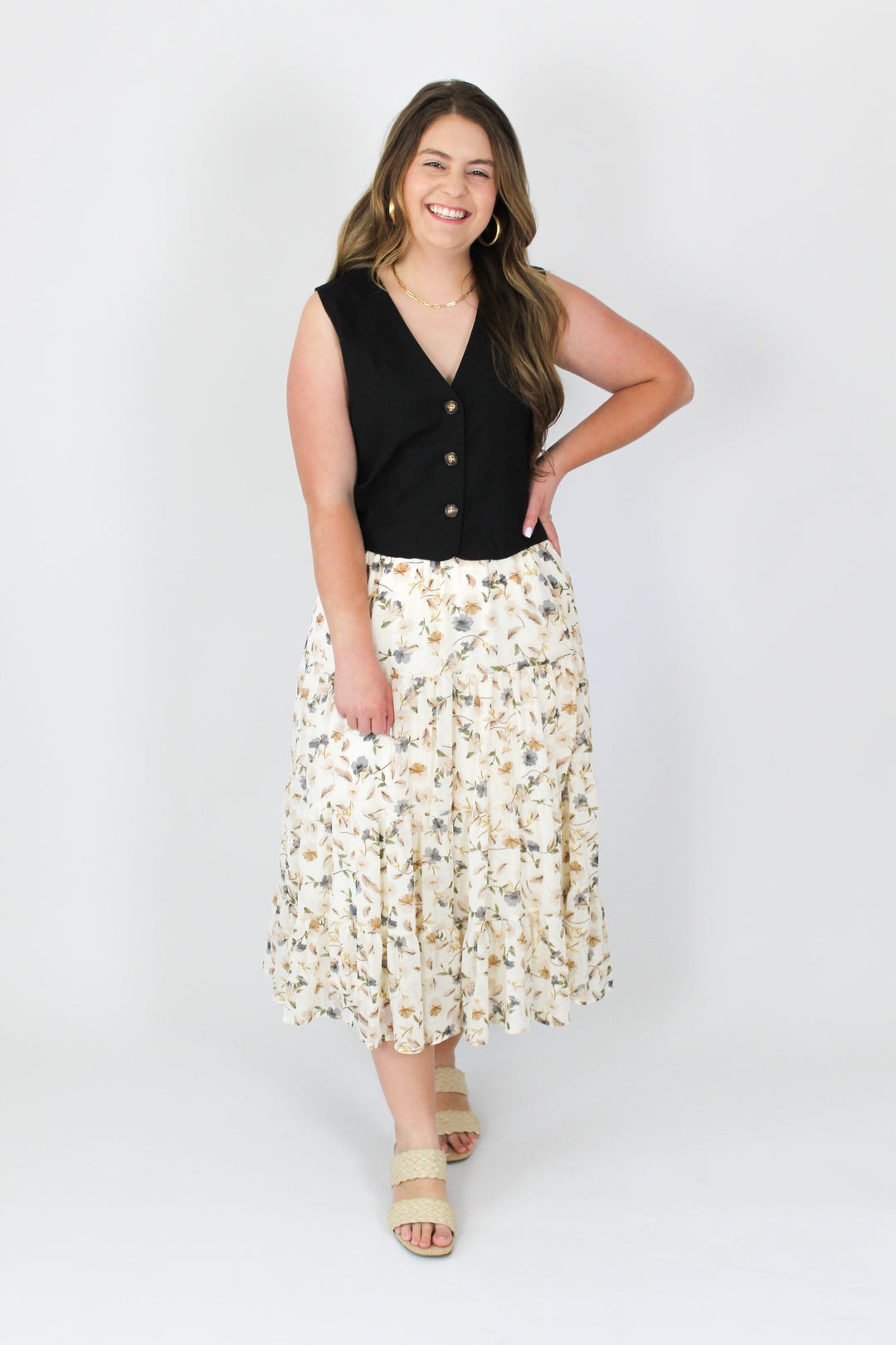 These Days Tiered Floral Skirt