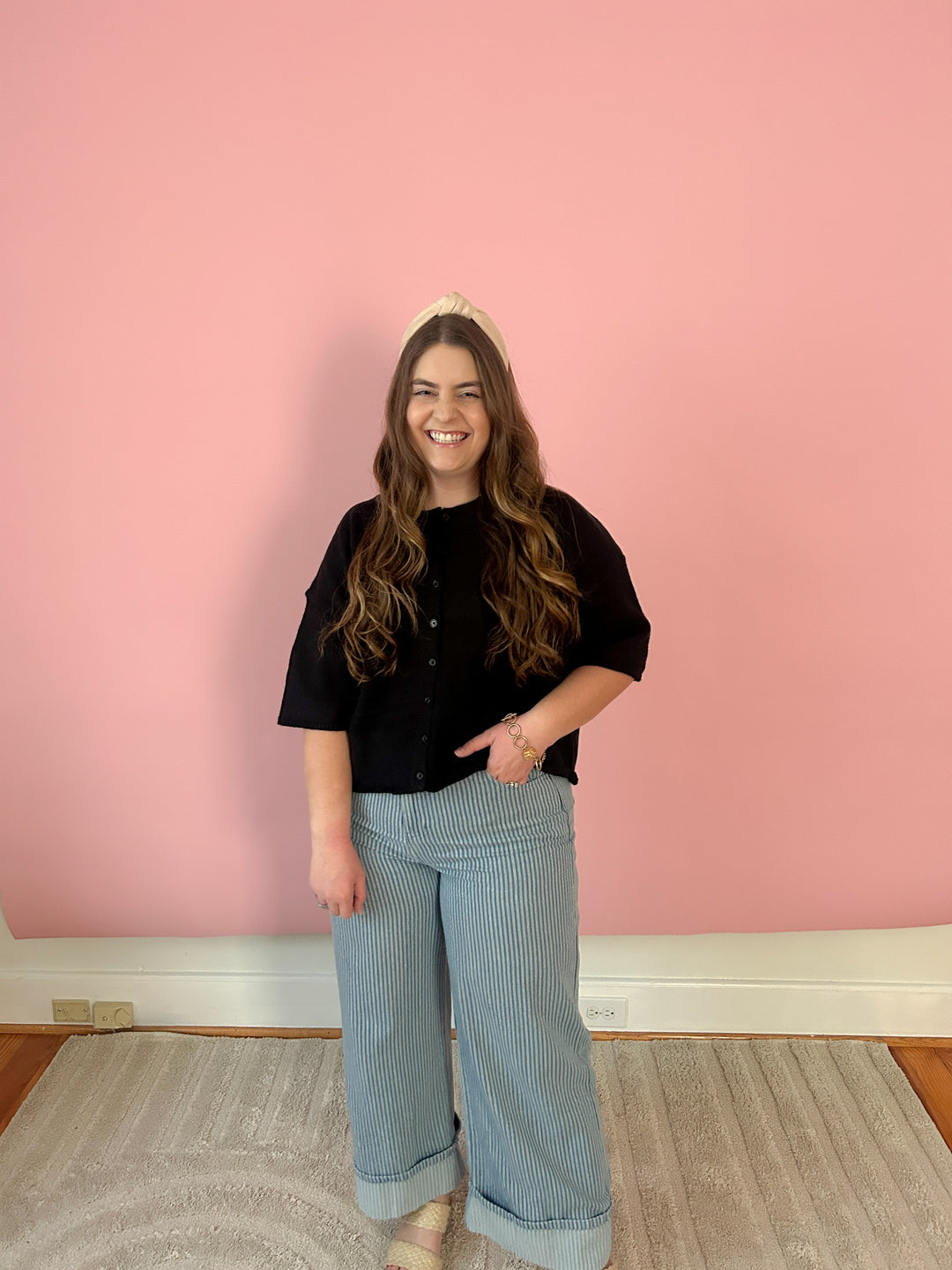 Pinstripe Cotton Jeans