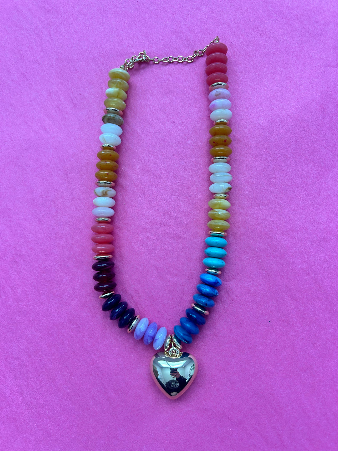 Beaded Puffy Heart Necklace