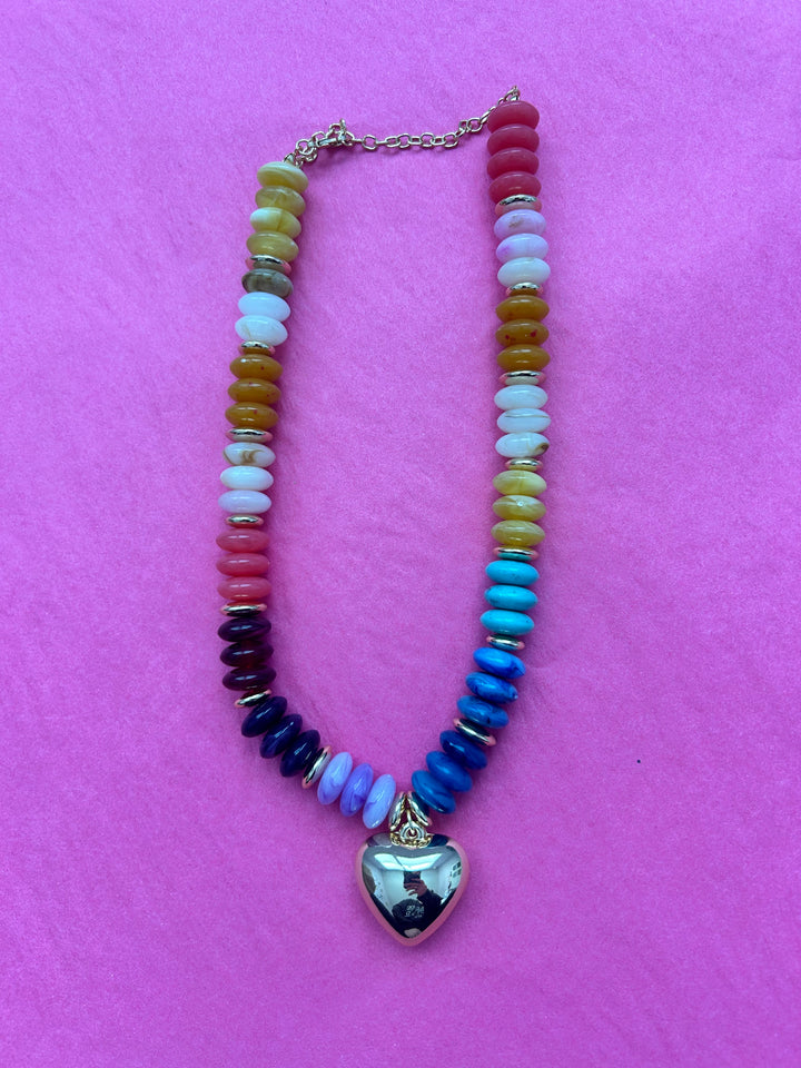 Beaded Puffy Heart Necklace