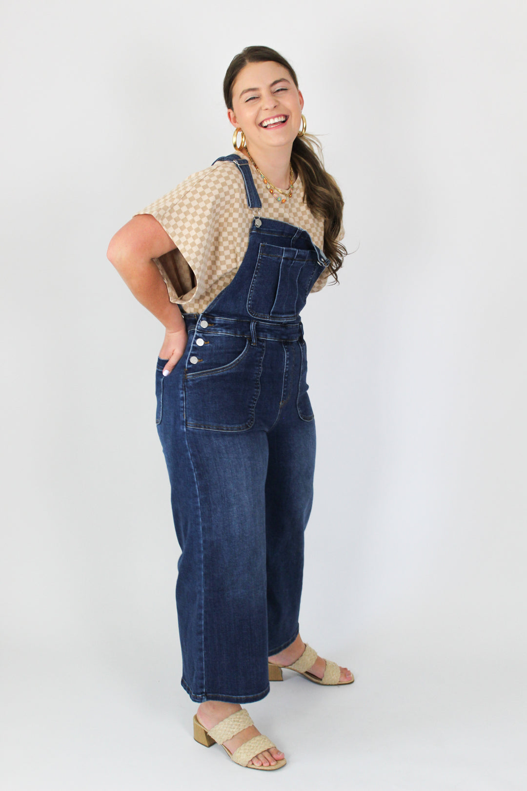 Stretchy Crop Flare Denim Overalls