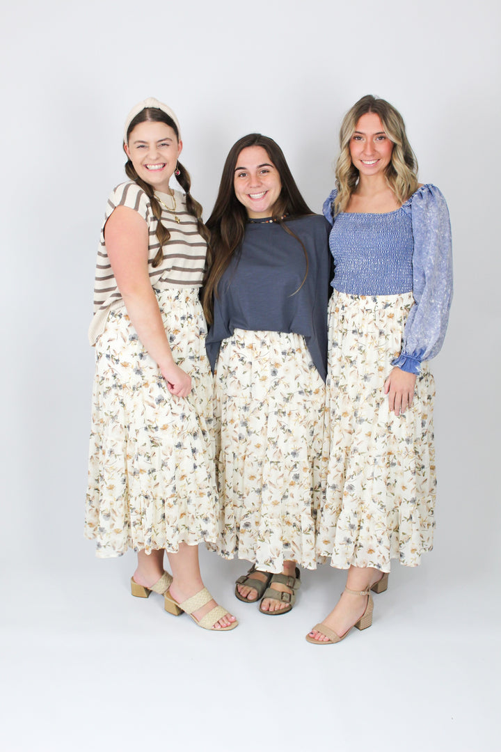 These Days Tiered Floral Skirt