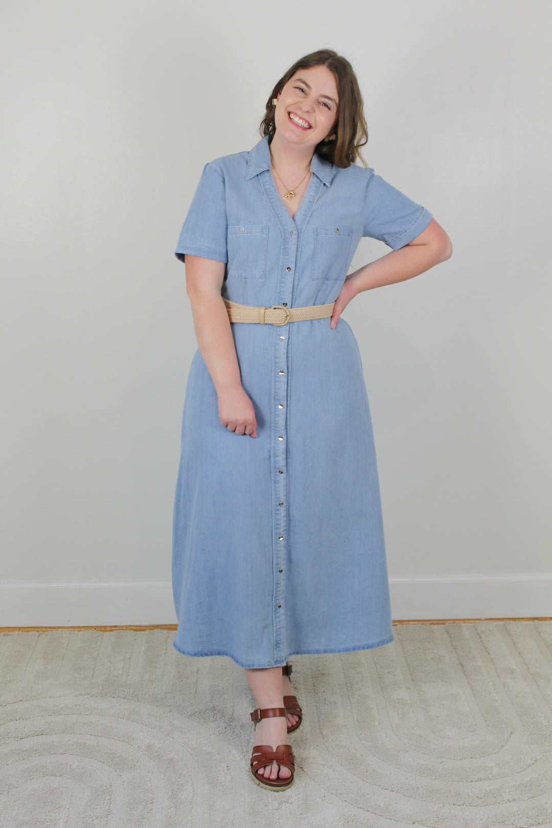 Soft Wash Denim Midi Dress