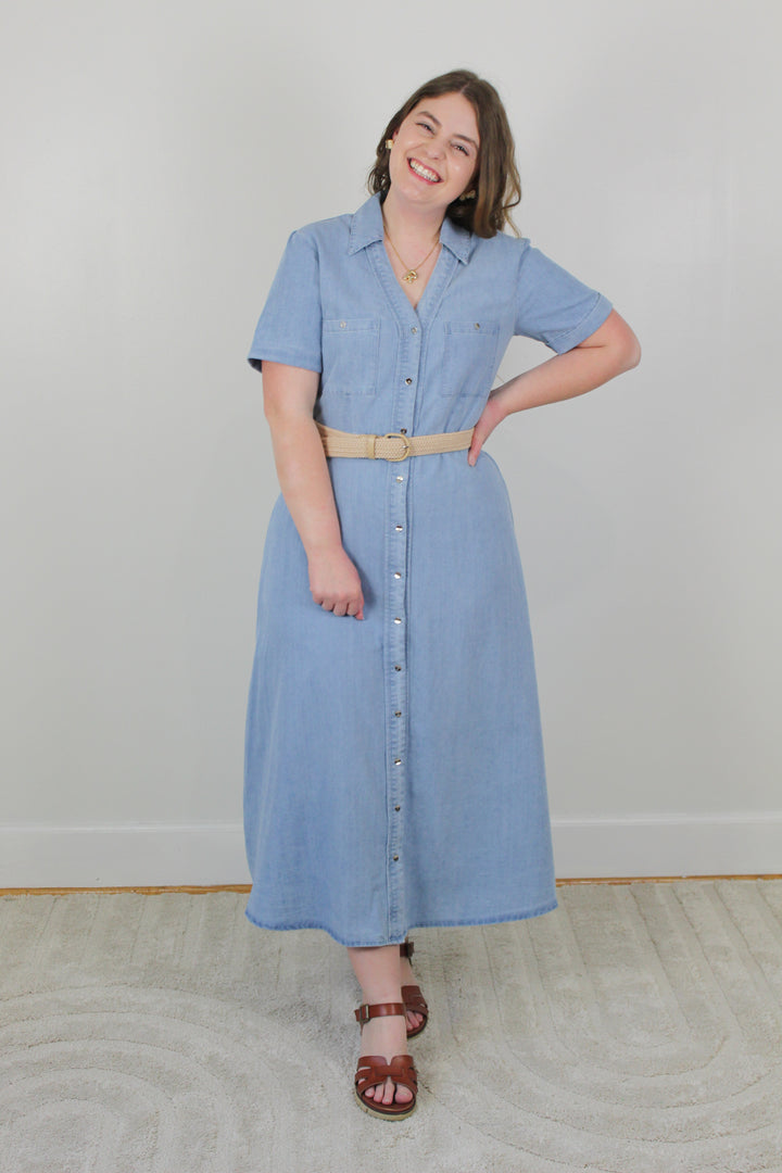 Soft Wash Denim Midi Dress