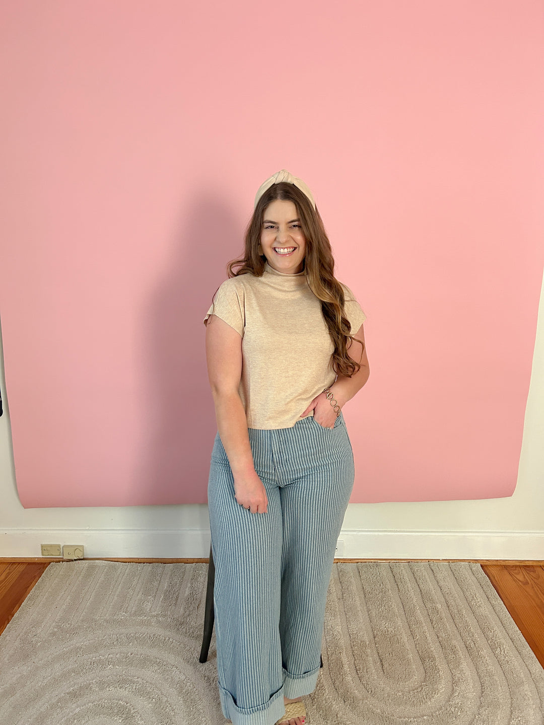 Pinstripe Cotton Jeans