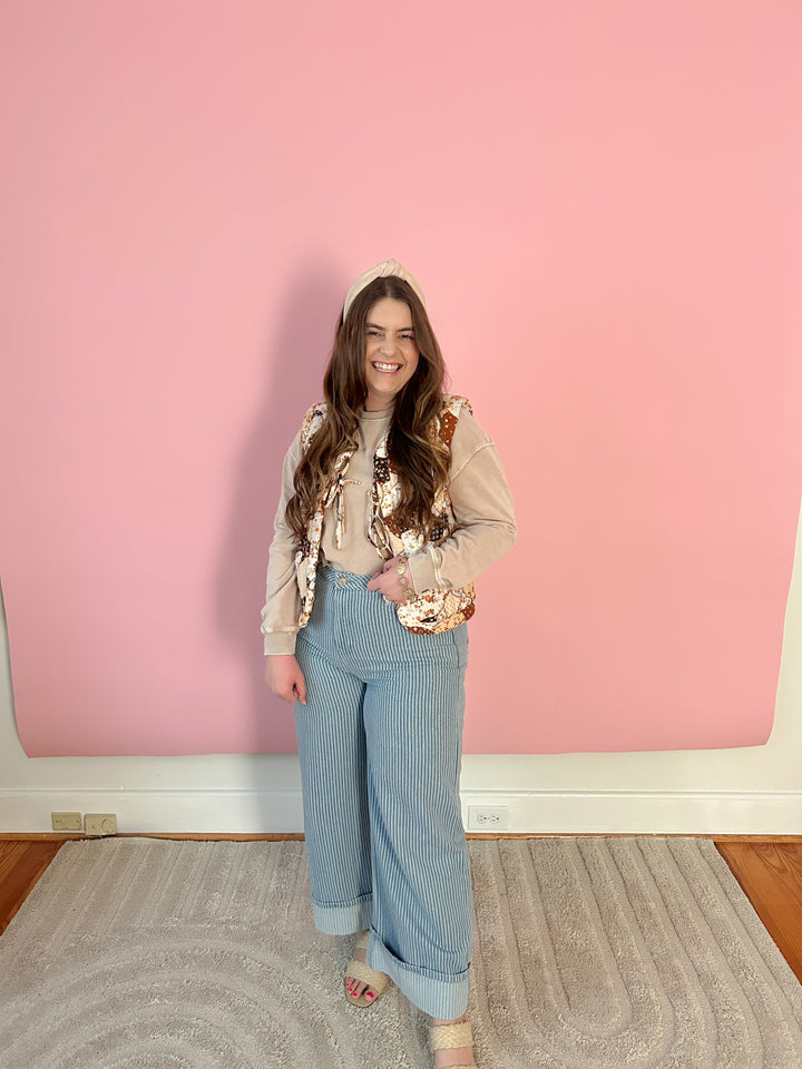 Pinstripe Cotton Jeans