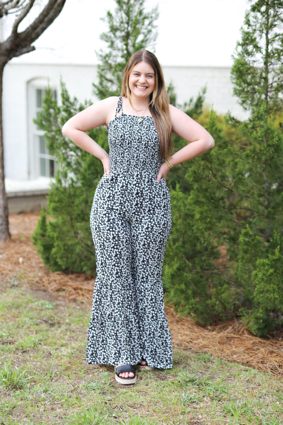 Daisy Dot Bellbottom Jumpsuit