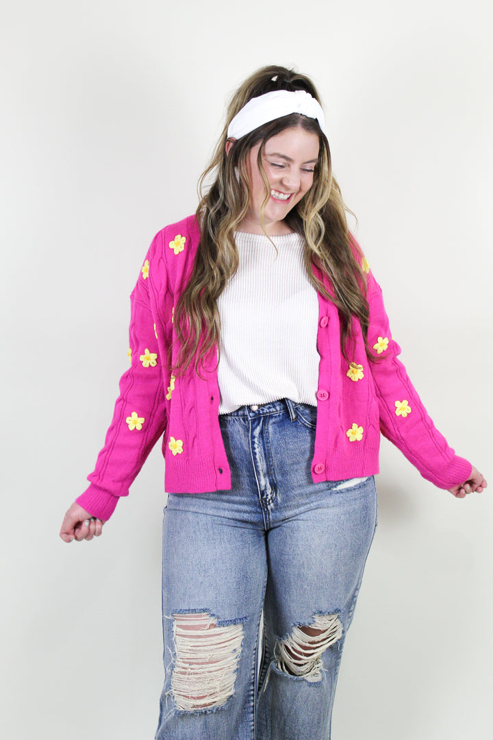 Pink Lemonade 3D Floral Sweater