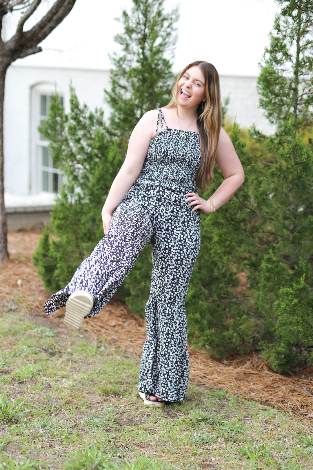 Daisy Dot Bellbottom Jumpsuit